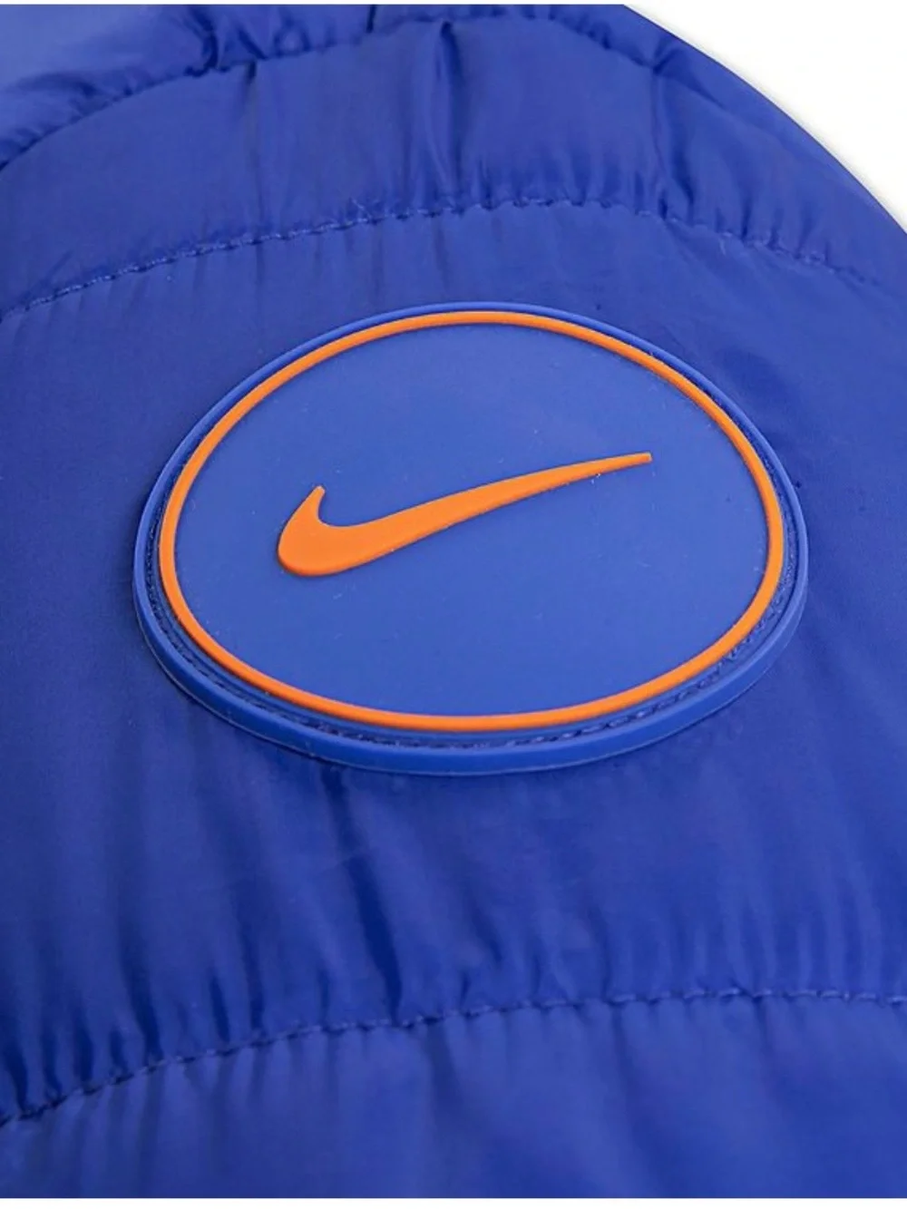 New Kids Sz 7 Nike Hooded Jacket Blue Water Resistant Midweight Faux Down Fill